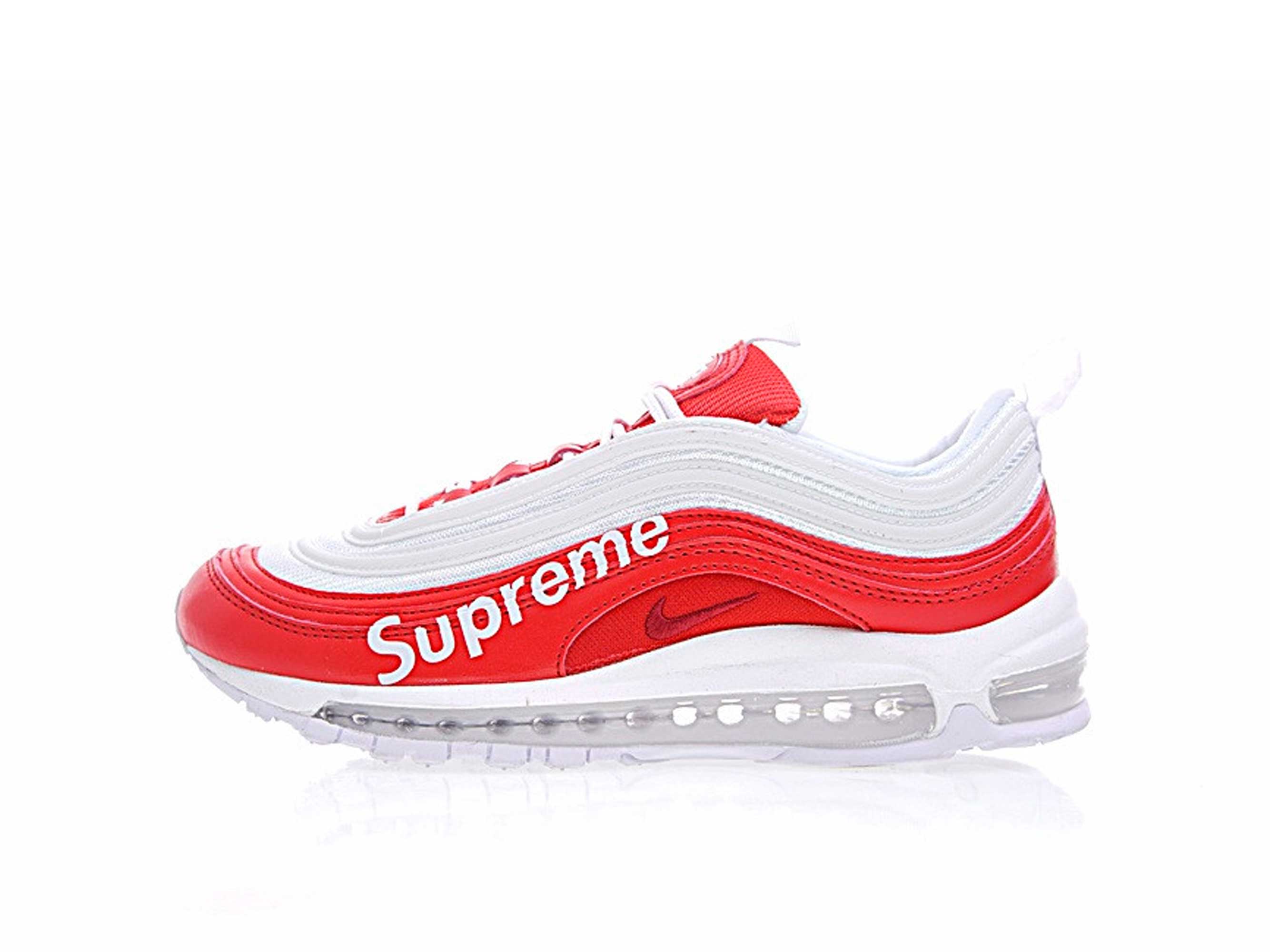 Nike Air Max 97 Supreme White/Red, белый, красный, текстиль, кожа, мужские