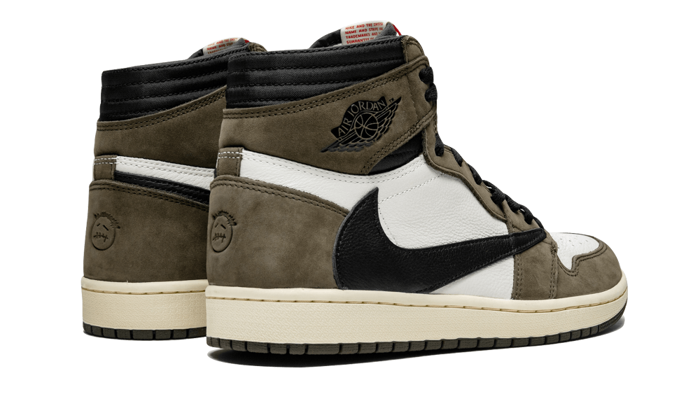 Nike Air Jordan 1 Travis Scott, коричневый с белым и черным, кожа, нубук, мужские, женские