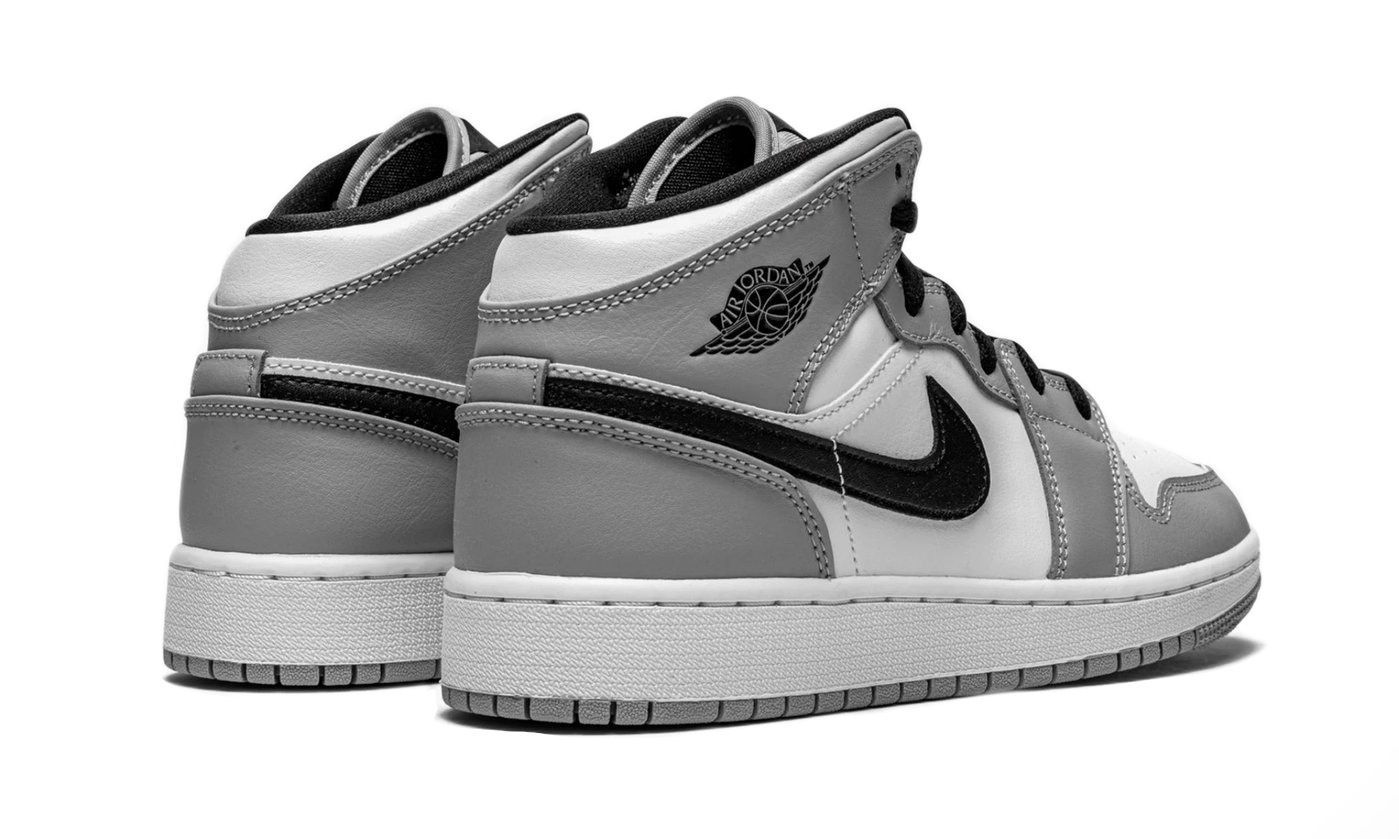 Nike Air Jordan 1 Mid GS Light Smoke Grey, серые с белым, кожа, женские, зимние